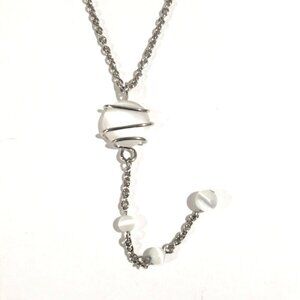 Silver tone Grey Stone Beaded Twisted Design Necklace - Women's Fashion Jewelry